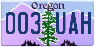OR license plate 003UAH