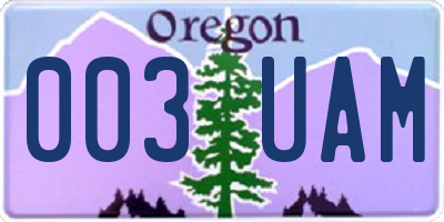 OR license plate 003UAM