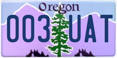 OR license plate 003UAT