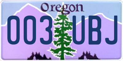 OR license plate 003UBJ