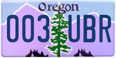 OR license plate 003UBR