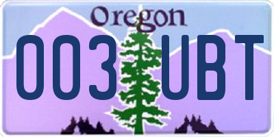 OR license plate 003UBT