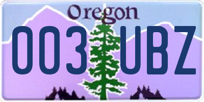 OR license plate 003UBZ