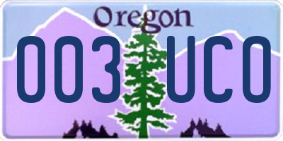 OR license plate 003UCO