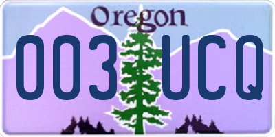 OR license plate 003UCQ