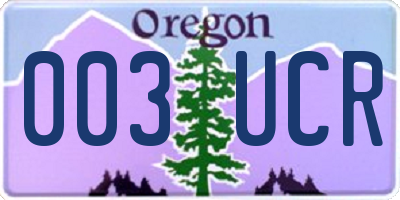 OR license plate 003UCR