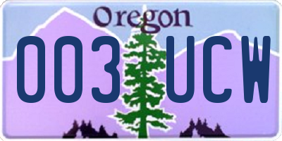 OR license plate 003UCW