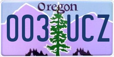 OR license plate 003UCZ