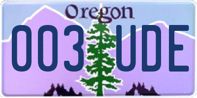 OR license plate 003UDE