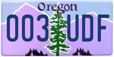 OR license plate 003UDF