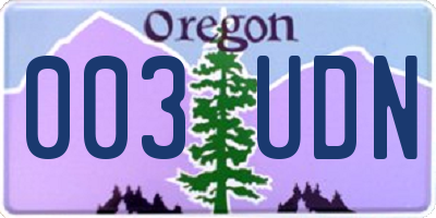 OR license plate 003UDN