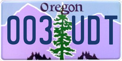 OR license plate 003UDT
