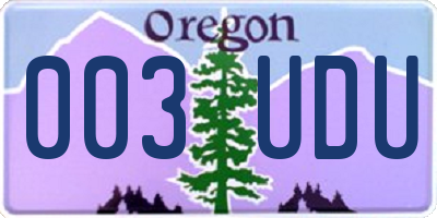 OR license plate 003UDU
