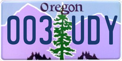 OR license plate 003UDY