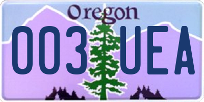 OR license plate 003UEA