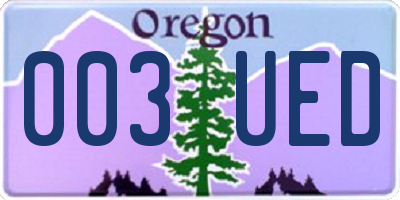 OR license plate 003UED