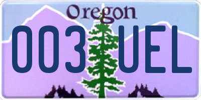OR license plate 003UEL