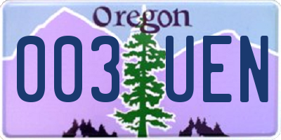 OR license plate 003UEN