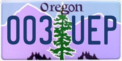 OR license plate 003UEP