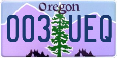 OR license plate 003UEQ