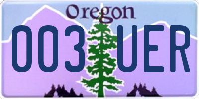 OR license plate 003UER