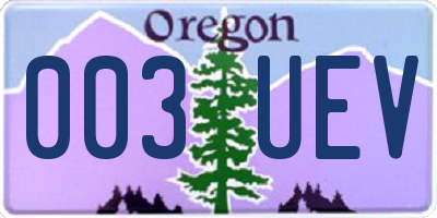 OR license plate 003UEV