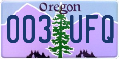 OR license plate 003UFQ