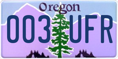 OR license plate 003UFR