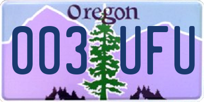 OR license plate 003UFU