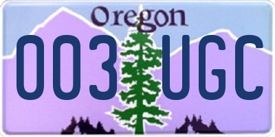 OR license plate 003UGC