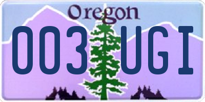 OR license plate 003UGI