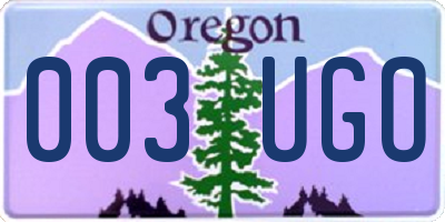 OR license plate 003UGO