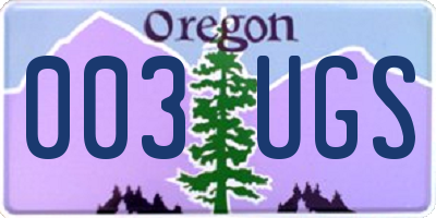OR license plate 003UGS