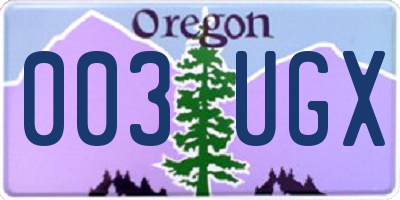 OR license plate 003UGX