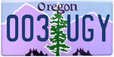 OR license plate 003UGY