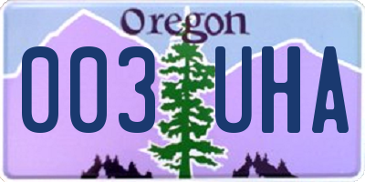 OR license plate 003UHA
