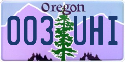 OR license plate 003UHI