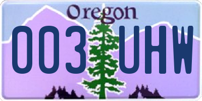 OR license plate 003UHW