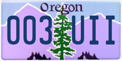 OR license plate 003UII