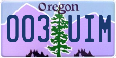 OR license plate 003UIM