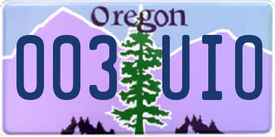 OR license plate 003UIO