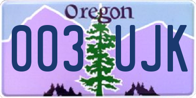 OR license plate 003UJK