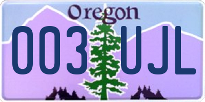 OR license plate 003UJL
