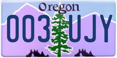 OR license plate 003UJY