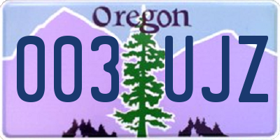 OR license plate 003UJZ