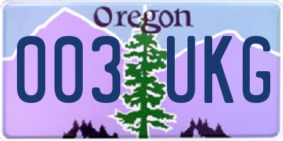 OR license plate 003UKG