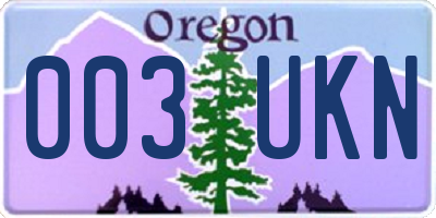 OR license plate 003UKN