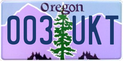 OR license plate 003UKT