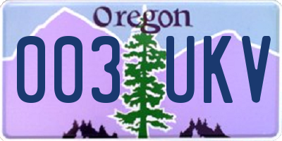 OR license plate 003UKV