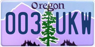 OR license plate 003UKW